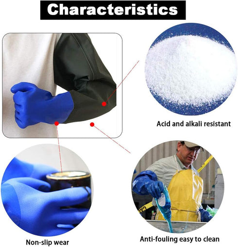 Long Rubber Drain Cleaning Gloves, Waterproof Elbow Length Insulated Gloves (27 Inch)