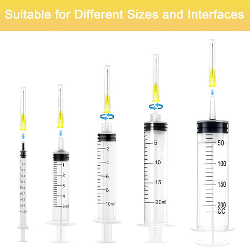 100Pack 20 1 Inch Gauge Needle, Disposable Luer Lock Individually Sealed Wrapped, Labs Tools Accessories