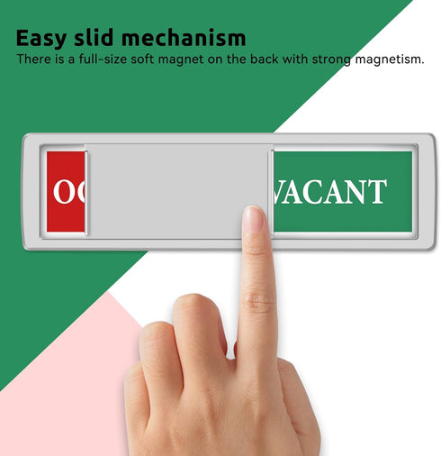 Privacy Sign - Vacant Occupied for Home Bathroom, Office, Restroom, Conference, Hotel, Magnetic Slider Indicator