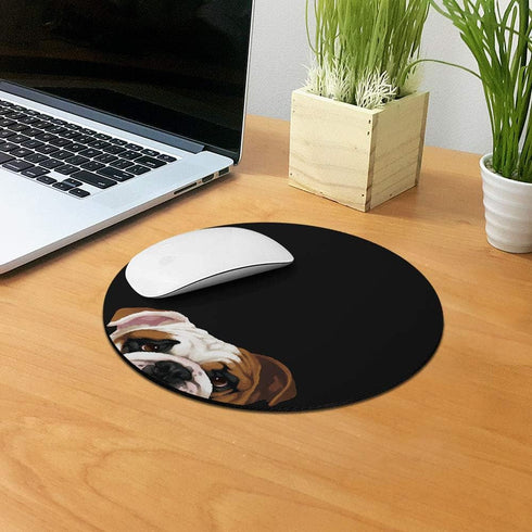Non-Slip Round Mousepad, WIRESTER English Bulldog Design for Home, Office, and Gaming Desk