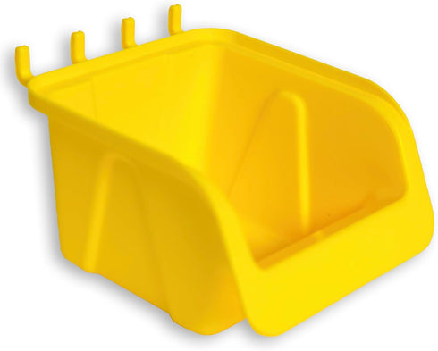 WallPeg Pegboard Bin & Peg Hook Assortment Set, 4 Yellow Bins with J, L, and Jumbo Style Hooks for Organizing