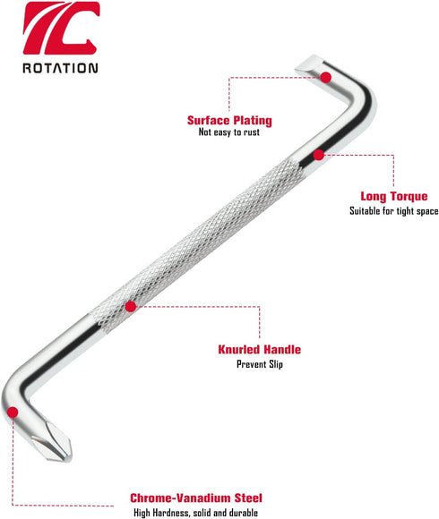 ROTATION 3pcs Offset Screwdriver Set, Head Screwdriver Set with Magnetic, Z-type Screw Drive with Philips and Flathead by ROTATION
