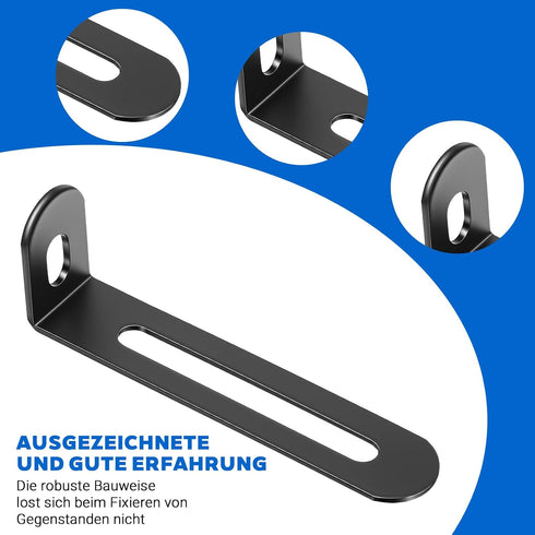 Sorcristy 8 2 90 2.76" 0.59" Adjustable Right Angle Brackets Pcs Metal L Bracket Black L-Shape Shelf Bracket with Slots