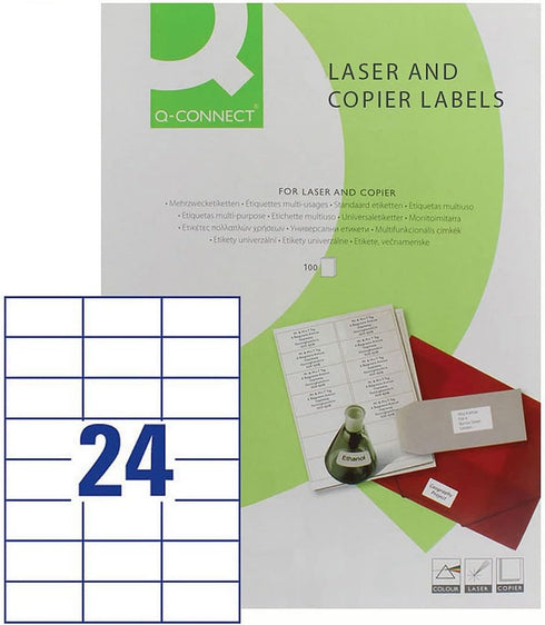 Q-Connect 70x37mm 24 (2400 Pack) KF01133 Multipurpose Copier Labels Per Sheet White
