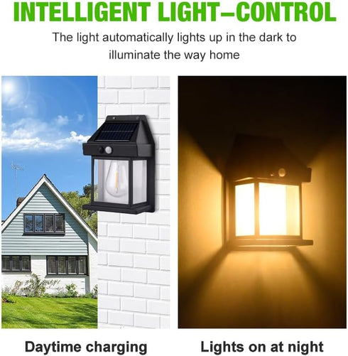 YZYOE IP65 Solar Induction Wall lamp Warm Light Wireless Dusk to Dawn Motion LED Sconce Lights Waterproof.