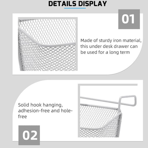 VILLCASE Dormitory Bedside Shelf Storage Baskets, Side Desk Organizer, Metal Hanging Desk Mesh Organizer with Hook Rack
