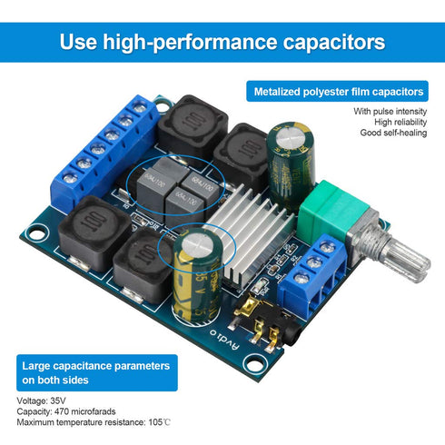 2Pcs Board,TPA3116D2 2x50W 5V 12V 24V Digital Amplifier Dual Channel Audio Stereo AMP High Power Digital Subwoofer