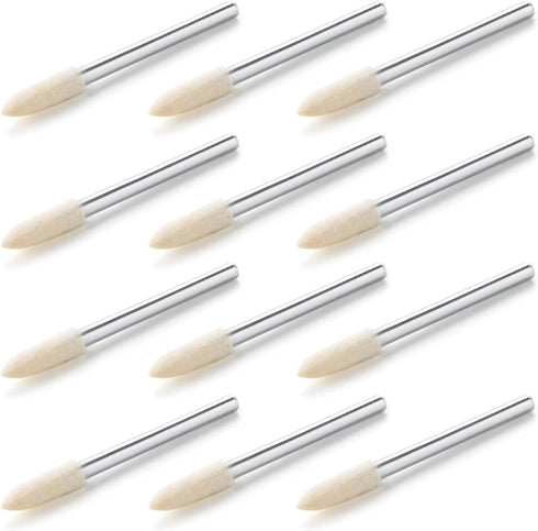 Utoolmart 4mm Wool Felt Mounted Points, Conical Polishing Bits, Burrs Buffing Wheels Grinding Head with 1/8" Shank (12