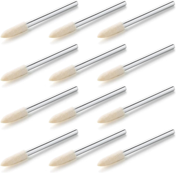 Utoolmart 4mm Wool Felt Mounted Points, Conical Polishing Bits, Burrs Buffing Wheels Grinding Head with 1/8" Shank (12