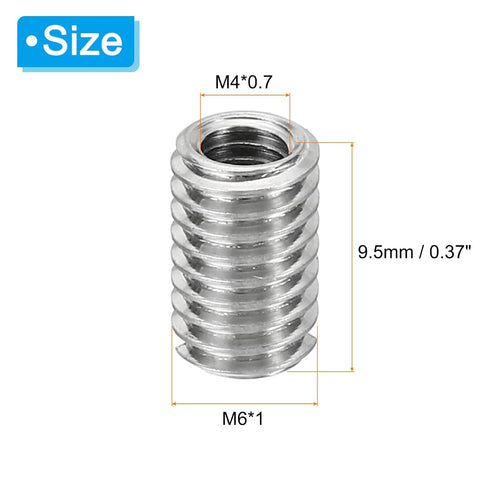 PATIKIL 10 Pcs Thread Adapters Sleeve Reducing Nut, M6*1 Male to M4*0.7 Female Stainless Steel Fastener