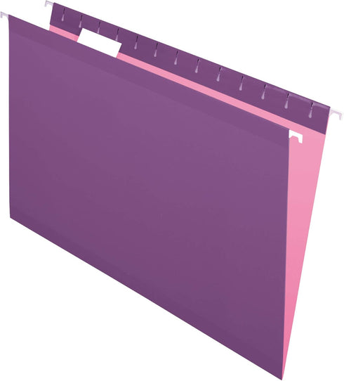 Pendaflex Reinforced Hanging File Folders, Legal Size, Violet, 1/5 Cut, 25/BX (4153 1/5 VIO)