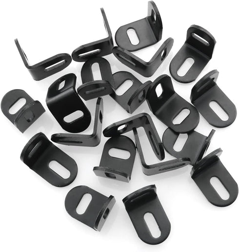 ITROLLE 20PCS 25x25x23mm L Corner Brace Adjustable Right Angle Bracket Black L-Shape Bracket with Screws for Wood