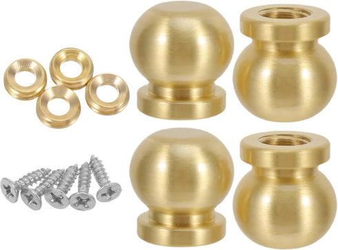 KaiYeA 8pcs Brass Cutting Board Feet Brass Wooden Box Ball Shaped Polished Tray Risers Serving Board Pedestal Legs