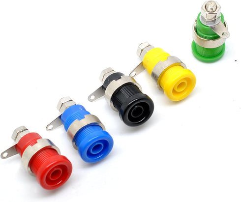 Oiyagai 10 Pcs 4mm Banana Socket Plug, Binding Post with Safety Protection, 5 Colors: Red, Yellow, Black, Blue, Green