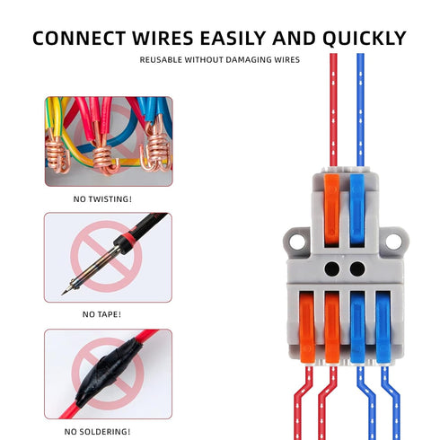DIANN 20pcs 2 4 28-12 Lever Wire Connectors in Out Quick Wiring Cable Connector AWG Push-in Conductor Terminal Block