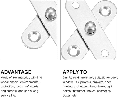 360 Degree Rotating Pivot Hinge (57 x 16mm) 8 Sets, Stainless Steel Door Hinges for Home