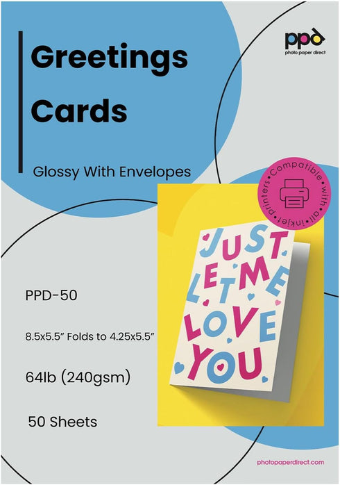 PPD Greeting Card Paper, Printable Greeting Cards With Envelopes for Inkjet Printer,