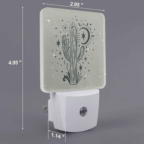 Chrobak LED Night Light,Wild Cactus Desert Arizona Vintage LED Night Light Plug into Wall with Dusk to Dawn Light