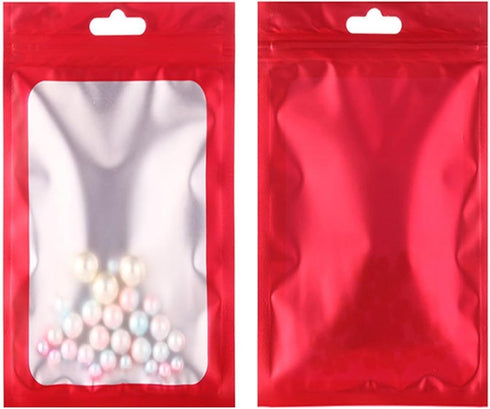 IRTGFHJE Flat Lock Bags Matte Aluminum Foil Ziplock Hanging Bag 100PCS DIY Jewelry