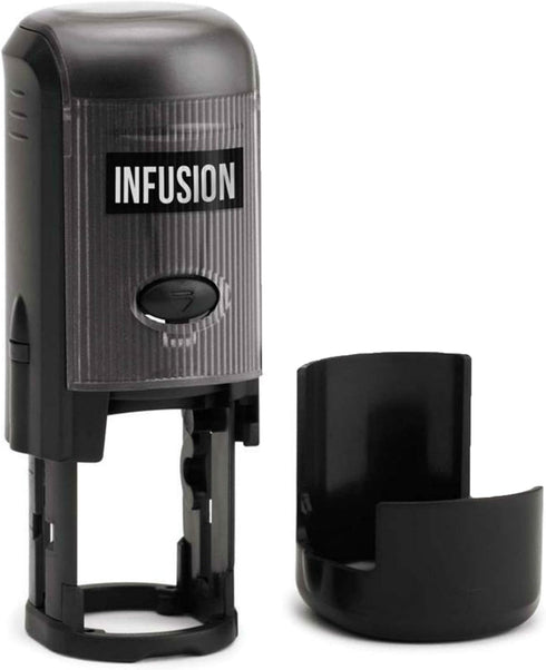 Infusion Checkmark Round Self-Inking Stock Rubber Stamp - 3/4'' Diameter, Green Ink