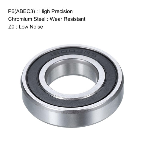 uxcell 4 Pcs Deep Groove Ball Bearing, 16003-2RS, 17mm x 35mm x 8mm, High Carbon Chrome Steel Z0 Double Rubber Sealed
