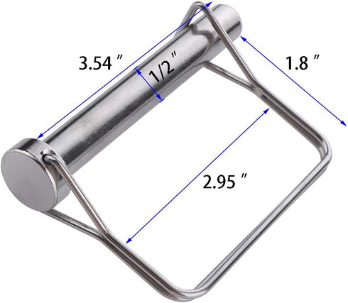 Large Square Safety Coupler Pin - 1/2" x 3-1/2" Heavy Duty Shaft Locking Pin, Marine Grade 316 Stainless Steel