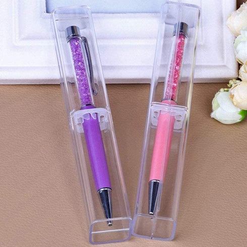 Lvcky 8Pcs Plastic Clear Ballpoint Pen Gift Box - Empty Bulk Case Collection Set for Business School