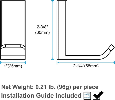 APLusee 2 Pack Bath Robe Hook, 304 Stainless Steel L Shape Coat Holder, Bathroom Home Accessories Matte Black by APLusee