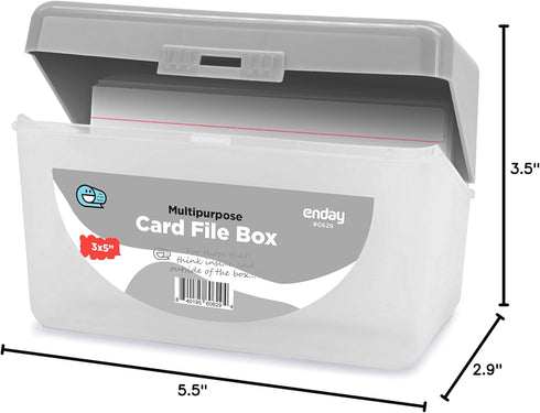 Index Card Holder Grey, 3x5 Note Flash Card Organizer Case, Stackable File with Flip Top, Holds 250 Cards