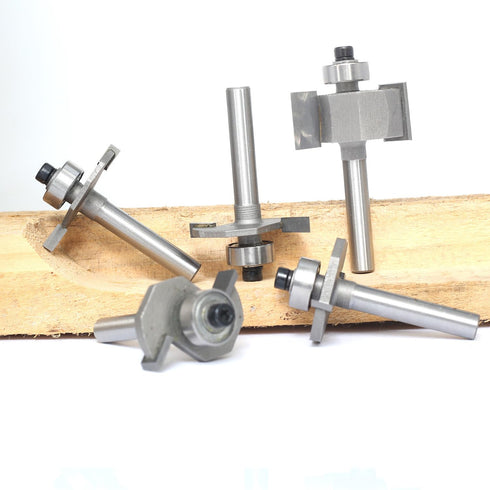 5Pcs Set,1/4" 1/8",5/32",3/16",1/4" 5/8",3/8" T Slot Router Bit Shank,Cutting Height and Deep T Trark Bit
