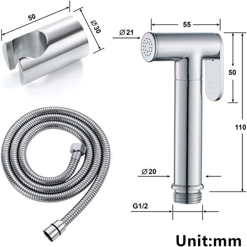 VNFOCRQJH Set Bidet Sprayer with Single Cold Water Brass Portable Cloth Diaper Washer Shower Sprayer Wall Mounted