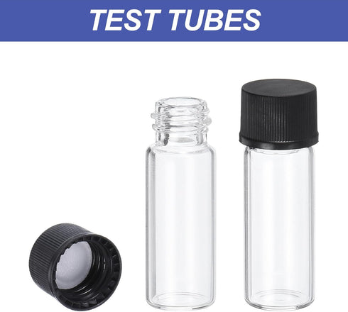PATIKIL 100 Pack Clear Glass Vials, 2ml Sample Vials with Screw Cap, Leak-Proof Liquid Media Bottle