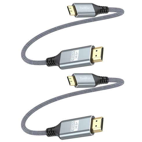 4K Short Mini HDMI to HDMI Cable 1FT 2-Pack, HDMI to Mini