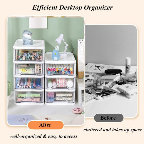 Desktop Drawer Organizer, Plastic Storage Container for Office Supplies, 3 Drawers for Stationery Art Craft Makeup