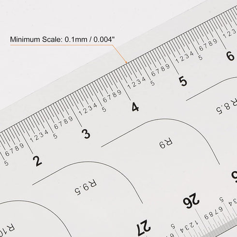 Film Flexible Ruler 30cm, 0.1mm Scale with R Angle, PET Plastic Covered Thickened Folding Straight Ruler