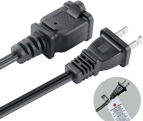 VSEER 2 Prong Extension Cord, US AC 2-Prong Male and Female Power Cable SPT2 16AWG 13A/125V, Black