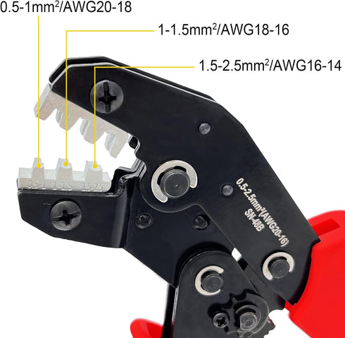 Ratcheting Wire Crimper Tool for Open Barrel Terminal Connectors, Crimping Tool, Electrical Crimping Pliers 20-14 AWG