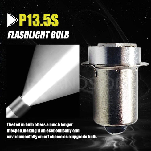 Ruiandsion 2pcs P13.5S LED Bulb 18V White 2835 3SMD Chips LED Bulb Upgrade for Flashlights Torch Light,Non-Polarity by Ruiandsion