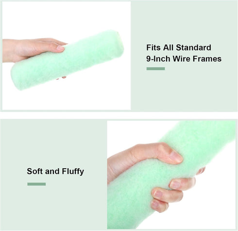 24 3/8 Inch (Green,9 Inch) Gisafai Pcs Paint Roller Covers Paint Rollers for Painting Walls Roller Paint Brush Nap