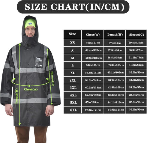 3 A-SAFETY High Vis Rain Jacket Trench Coat &Safety Rain Jacket RIVER OTTER Rain Bibs ANSI Class