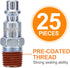 SUNGATOR 1/4-Inch NPT Male Industrial Air Plug, 1/4'' Pneumatic Plugs, Air Hose Fitting, 1/4'' Quick Connect Air Fitting, Air Hose Repair Plug Kit Compatible with I/M/D Type Air Coupler (25-Pack) by SUNGATOR