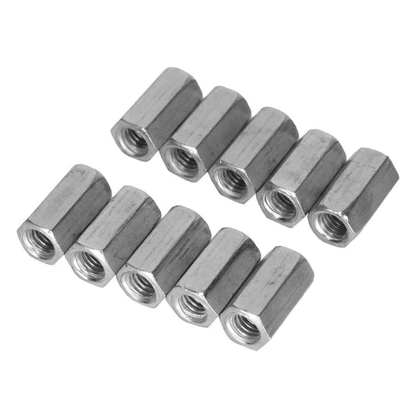 M6 Straight Fitting Nut Coupling, Hex Zinc Plated, 10pcs (M6 X18mm)