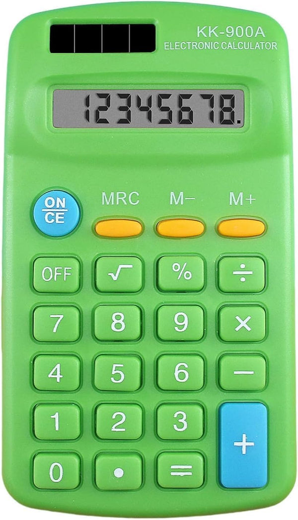 Green Mini Calculator, 8 Digits with LED Large Screen, Big Button Pocket Calculator for Office, Home, School