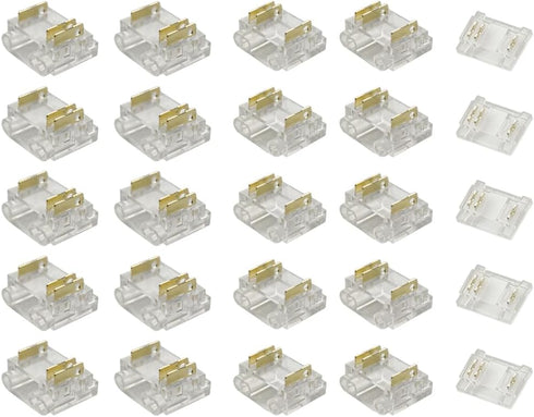 3-Pin 12mm COB LED Strip Connector Kit, Pack of 25 for Solderless Strip-to-Wire and Strip-to-Strip Joints