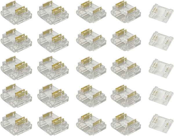 3-Pin 12mm COB LED Strip Connector Kit, Pack of 25 for Solderless Strip-to-Wire and Strip-to-Strip Joints