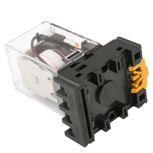 2Pcs Power Relay MK2P-I, AC 110V Coil, DPDT, 8 Pin with Plug-in Terminal Socket Base PF083A