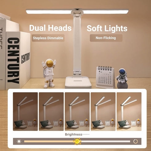 White Desk Lamp for Home Office,Portable Small Desk Lamp with 3 Lighting Modes, Battery Operated Rechargeable Desk Light for Kids, Reading,Studying,Dormitory, White by LuxLumin