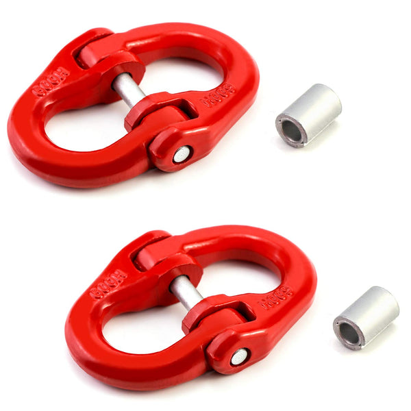 QWORK G80 Alloy Steel Coupling Link, 2 Pack, 3/8" Hammer Lock Chain Connector, 7100 lbs Working Load Limit