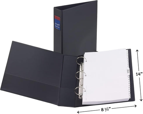 Avery Durable 3 Ring Binder, Legal-Size, 2" Round Rings, Holds 8.5" x 14" Paper, Black (06401)