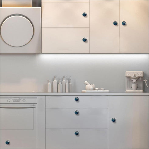 (2) Black Base Underwater Scene with School of Tuna Pattern Cabinet Knobs, Drawer Pulls for Dresser Cupboard Wardrobe
